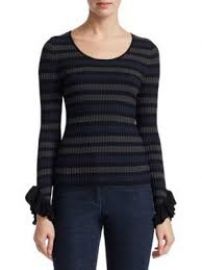 Scripted - Stripe Ruffle Cuff Sweater at Saks Fifth Avenue